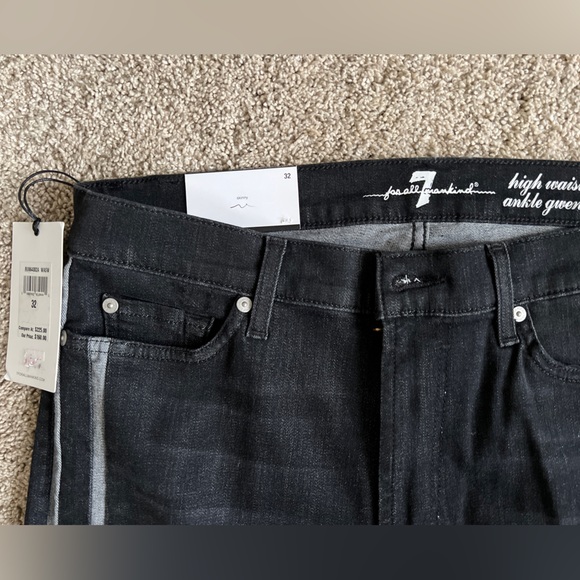 7 for All Mankind Sz 32 Black Skinny Jeans - Picture 4 of 6